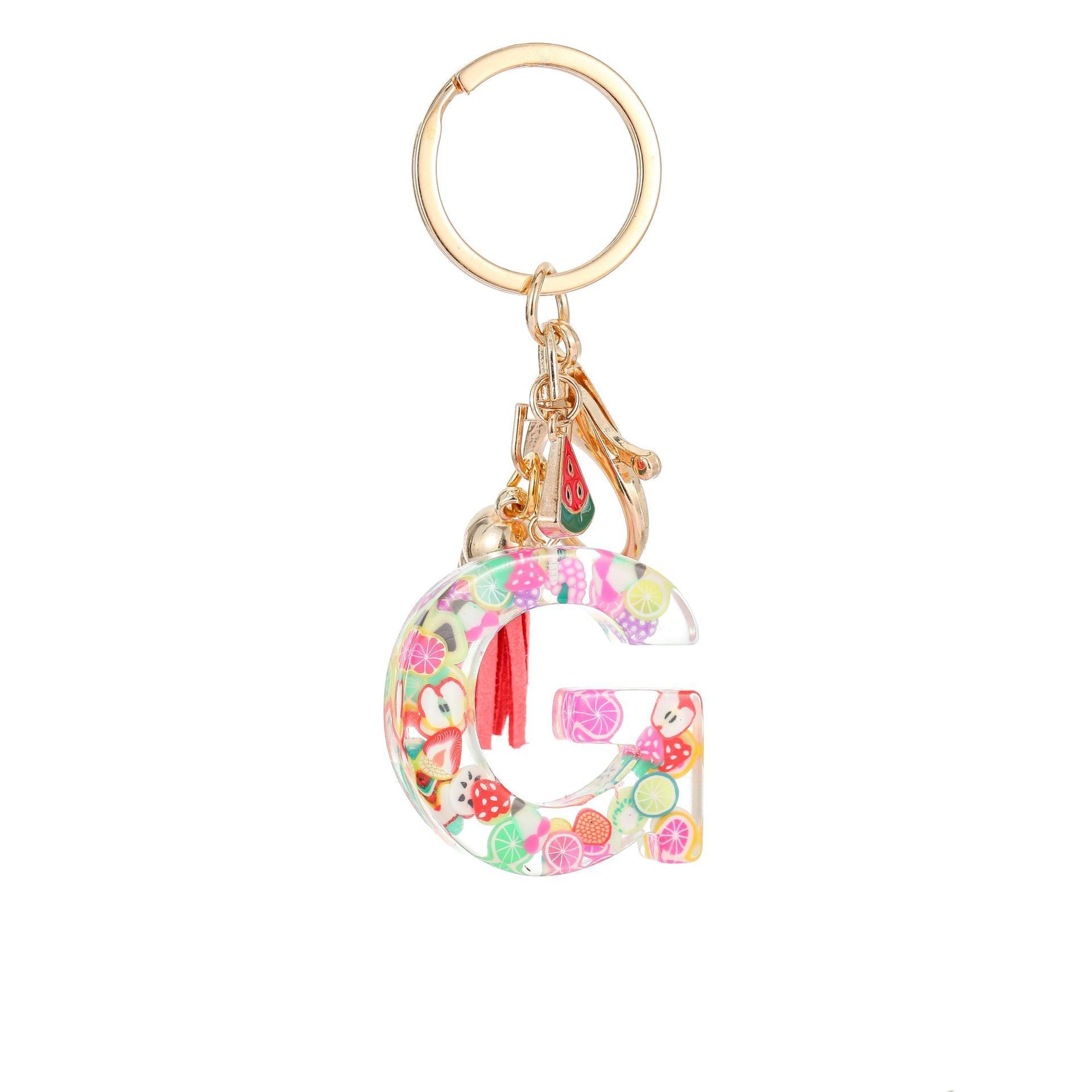 Wholesale Fruit resin letter keychain