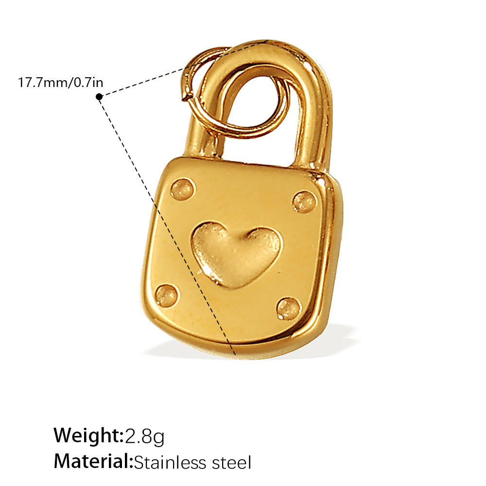 Wholesale Diamond-Encrusted Key Lock Stainless Steel Pendant Accessories