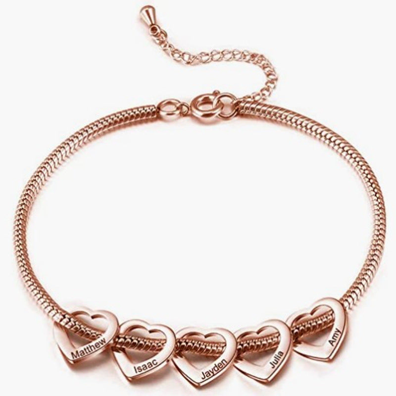 Wholesale  Adjustable Anklet Bracelet Stainless Steel Heart-Shaped