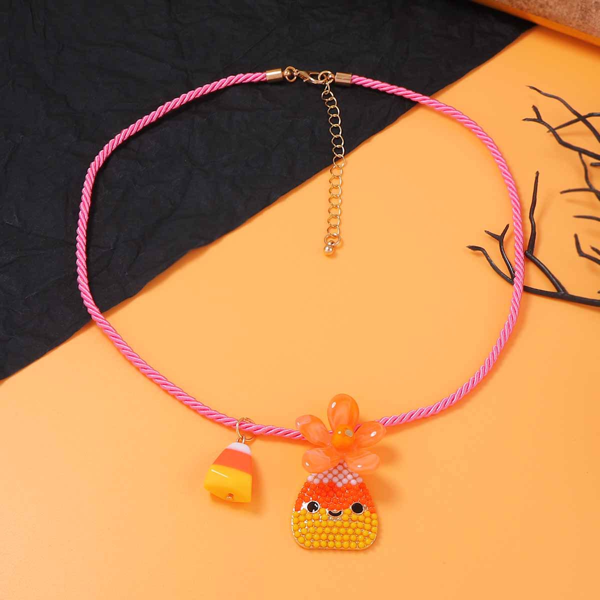 Wholesale  Alloy Pumpkin Necklace with Rice Beads