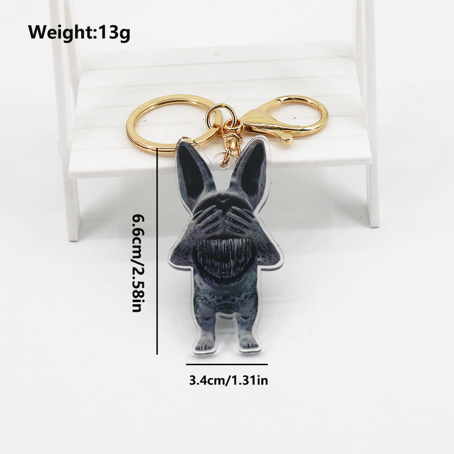 Wholesale Deformed Zoo Mutation Square Cat Acrylic Keychain ACC-KC-DouDou001