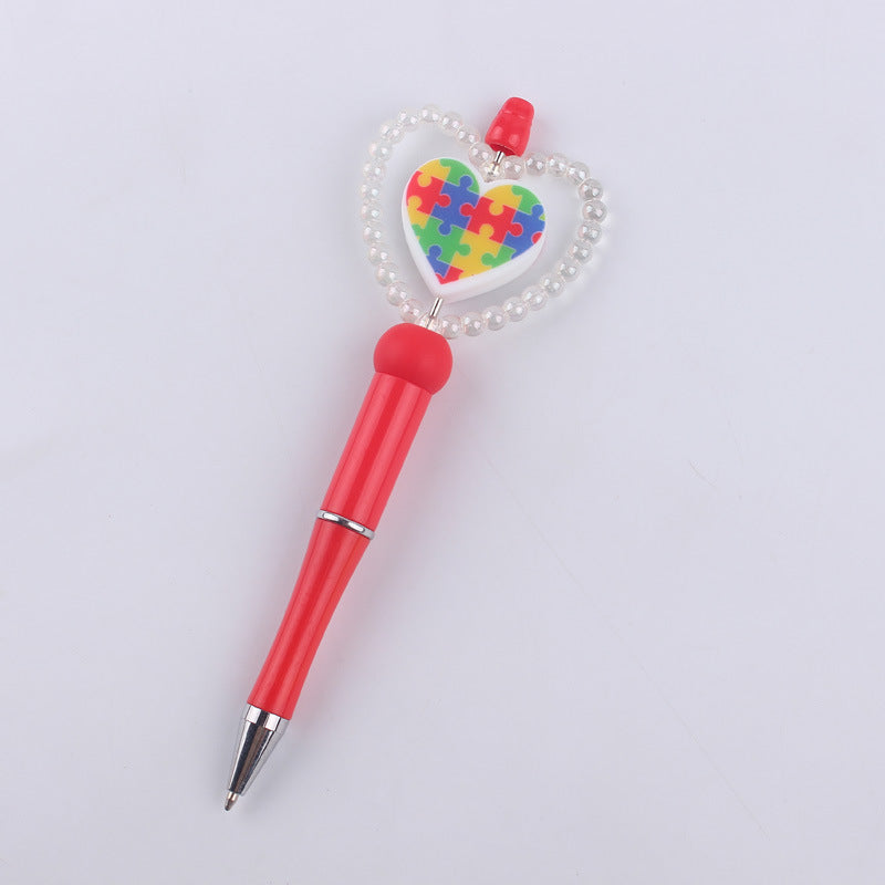 Wholesale creative cartoon love series silicone beaded pen  ballpoint pen