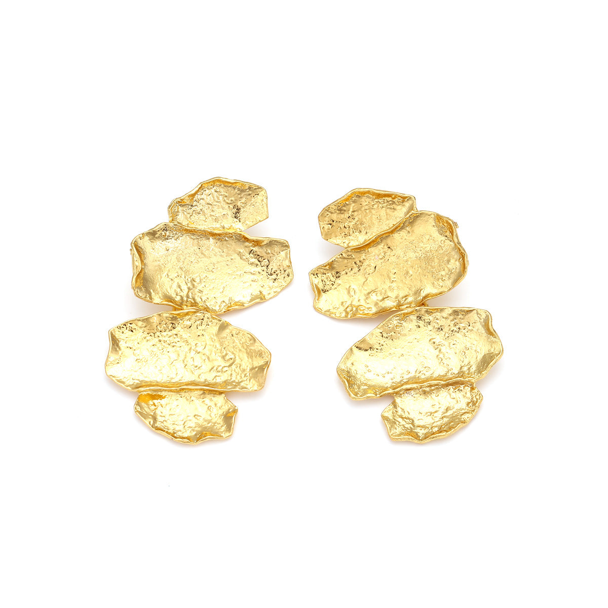 Wholesale  Bump Gold Alloy Leaf Earrings