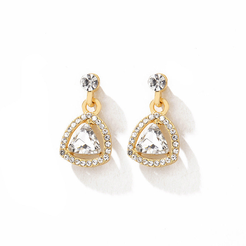 Wholesale  diamond-embedded geometric earrings