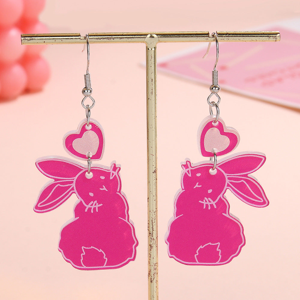 Wholesale 2pcs Acrylic Easter Rainbow Egg Bunny Ghost Earrings