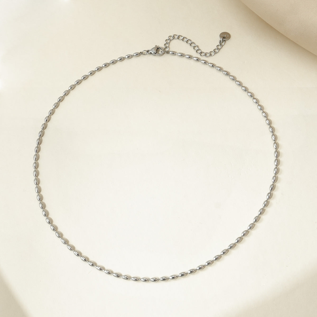 Wholesale Titanium steel rice grain steel bead necklace