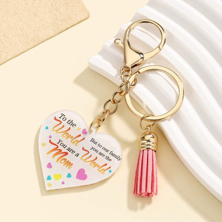 Wholesale  Mother's Day Love Acrylic MOM Tassel Keychain