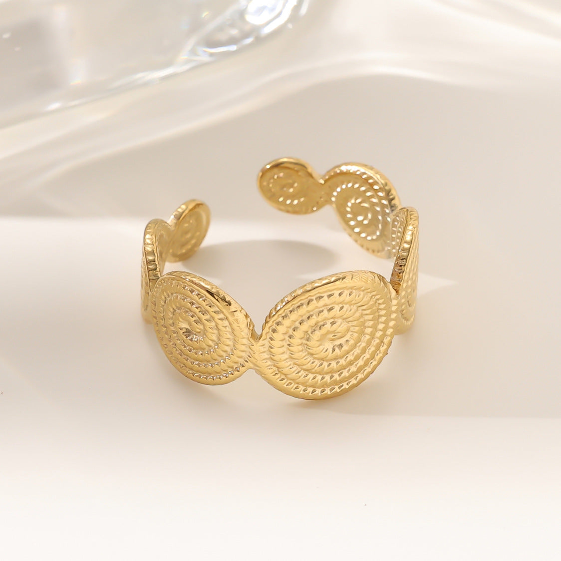 Wholesale Stainless steel gold-plated adjustable ring