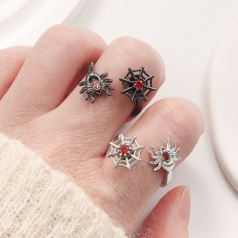 Wholesale  Web Rotating Zircon Ring for Women - Adjustable Open Ring,  Copper Electroplated,  Fashion Jewelry Accessory