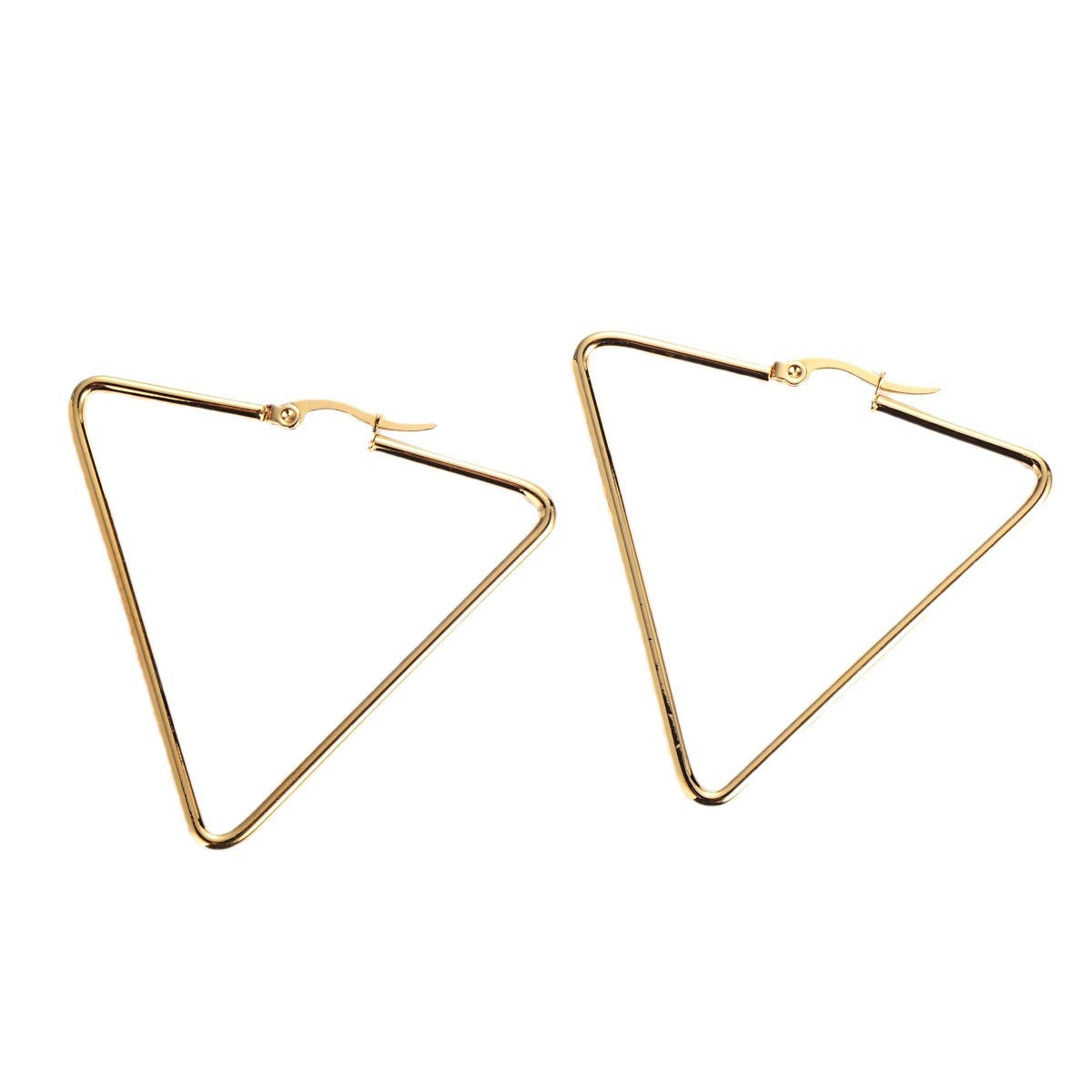 Wholesale  stainless steel earrings versatile  18K gold triangle coil earrings