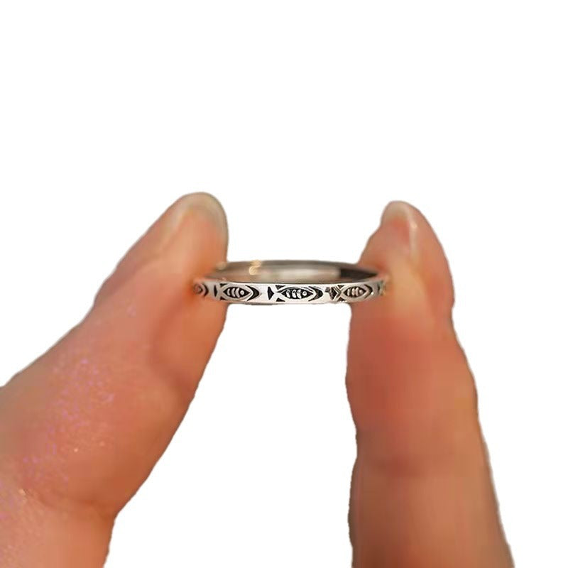 Wholesale Silver Plated Alloy Koi Fish Ring Vintage Open Band Jewelry Auspicious Fish Motif Everyday Fashion Accessory For Women