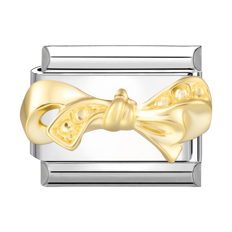 Wholesale Italian Charm Bracelet 9mm DIY Splicing Gold Butterfly Bow Stainless Steel Composable Bracelet