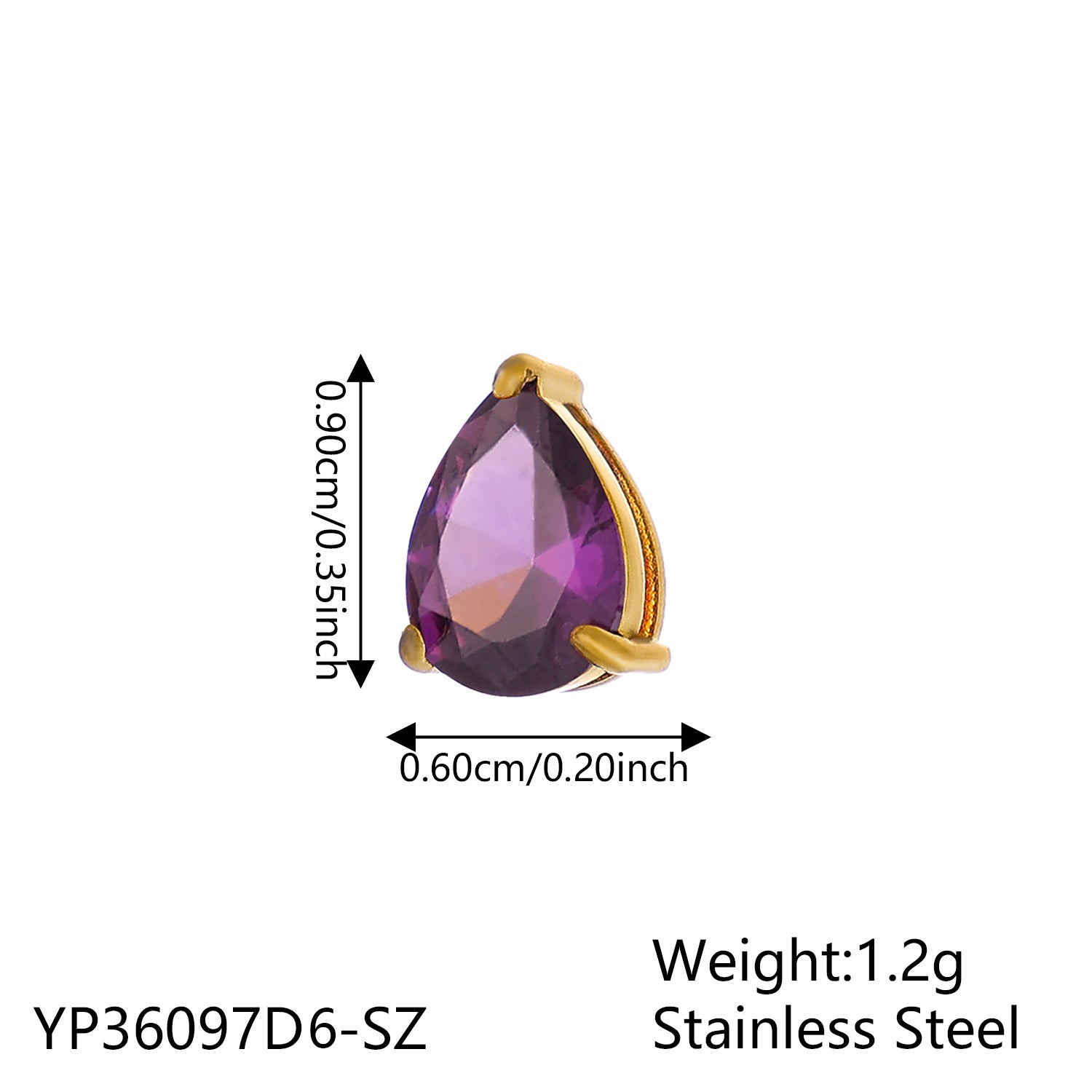 Wholesale December colorful zircon small water droplet DIY pendant