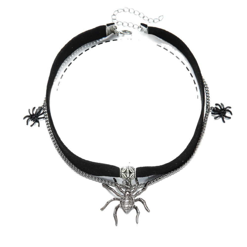 Großhandel Halloween Blood Drop Halskette Geister lustiger Schädel Spinnen Anhänger Schlangeblatt Kette