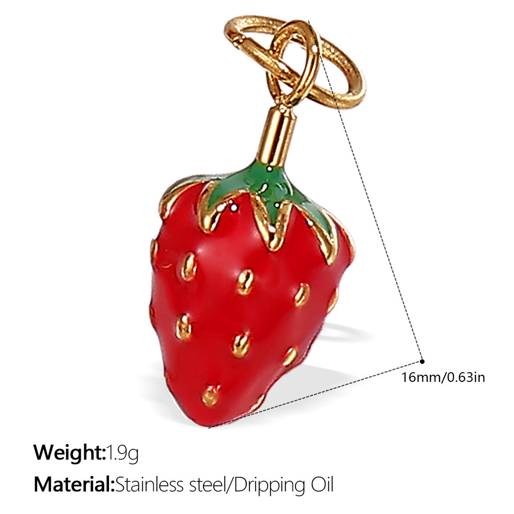Wholesale  Oil Dripping Watermelon Strawberry Fruit Stainless Steel Pendants