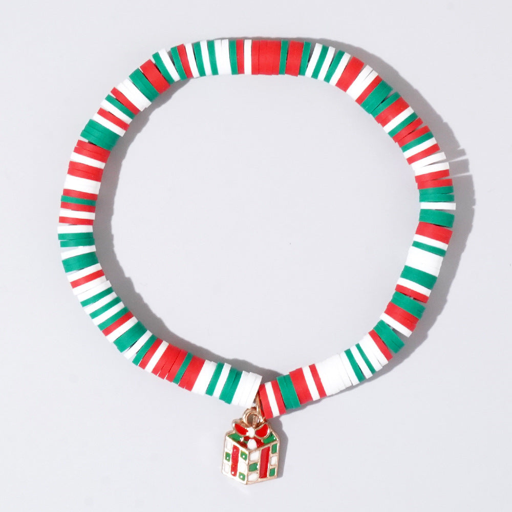 Wholesale Christmas Alphabet Apple Copper Beads Ceramic Beaded Bracelet Set ACC-BT- GWL001