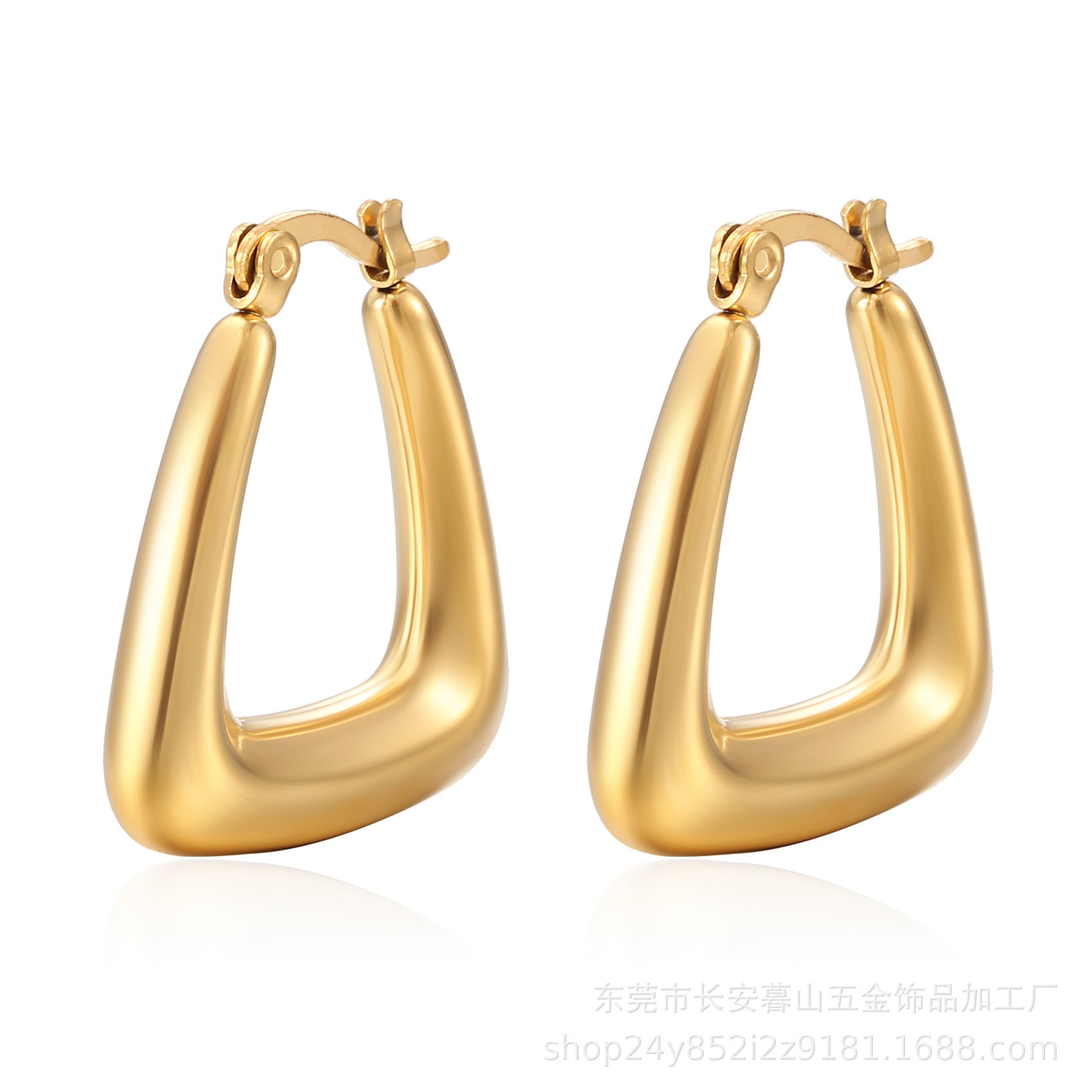 Wholesale 18K Gold Titanium Steel Horn Polished Irregular Earrings ACC-ES-HanLi001