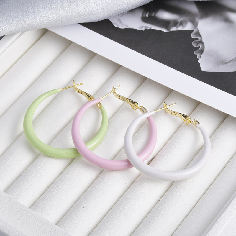 Wholesale All-match Drop Glaze Ring Earrings