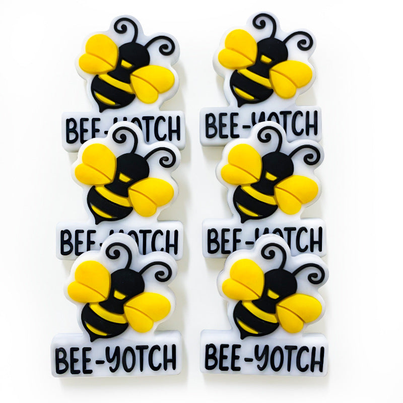 Wholesale 10pcs Silicone Bee Focal Beads DIY Beaded Pen Accessories ACC-BDS-WDX203