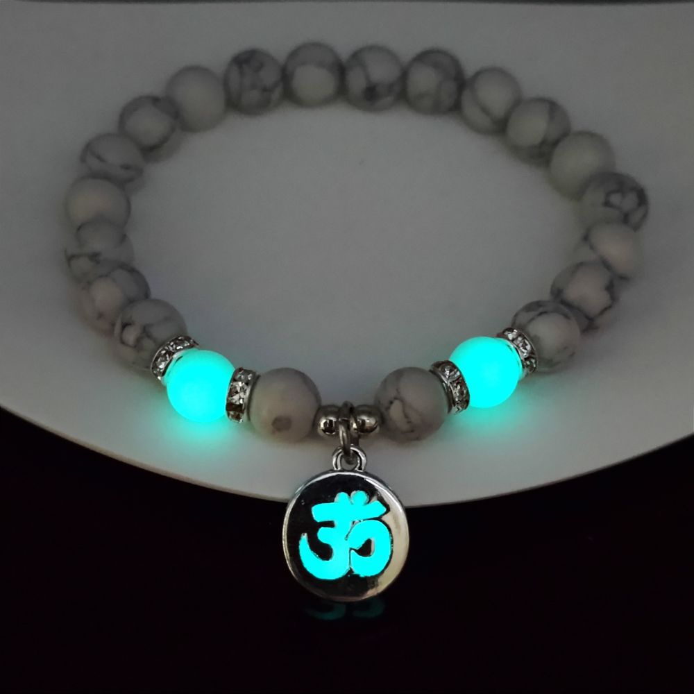 Wholesale  Letters Sanskrit Luminous Pendant Elastic Bracelet