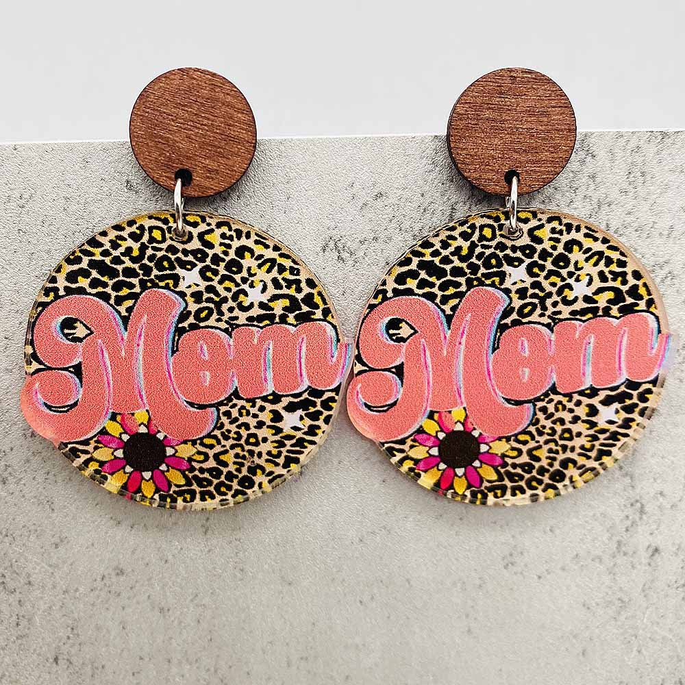 Wholesale Leopard Print Letter leather Earrings