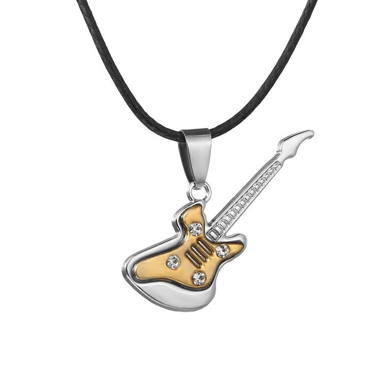 Wholesale Stainless Steel Guitar Pendant Necklaces