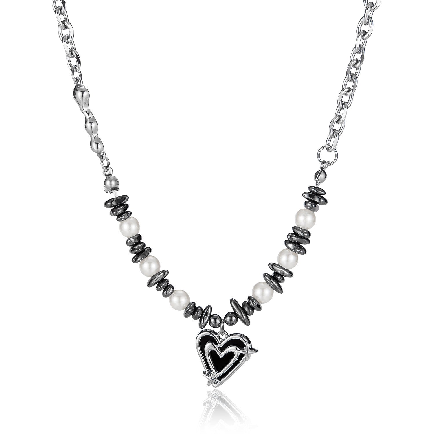 Wholesale  Titanium Steel Necklace  Light Luxury Pearl Love Clavicle Chain