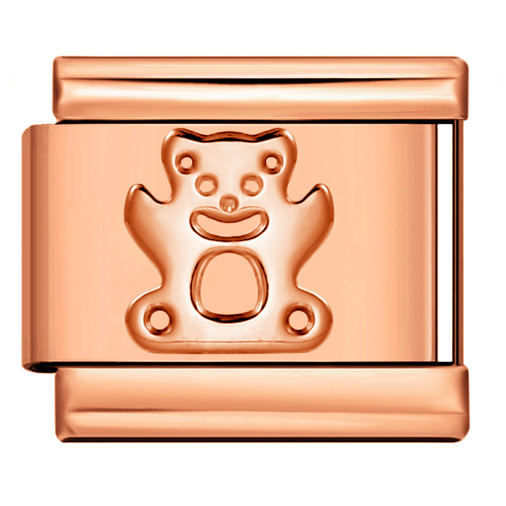 Wholesale Italian Charm Bracelet 9mm DIY Splicing Rose Gold Series Stainless Steel Composable Bracelet