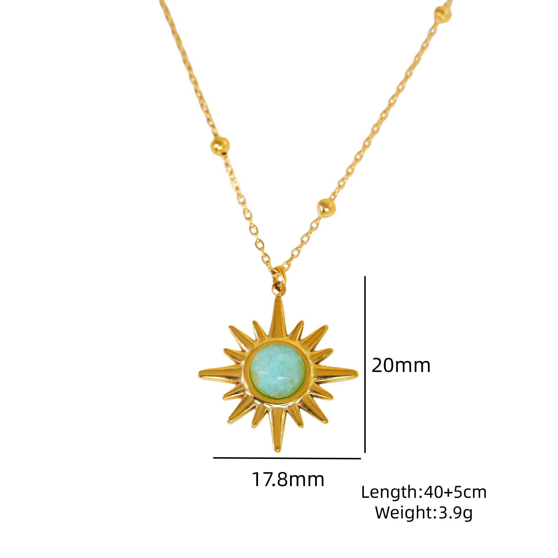 Wholesale Light Luxury Blue Tianhe Stone 14K Gold Plated Titanium Steel Necklace,  Fashion Jewelry Accessory Gift