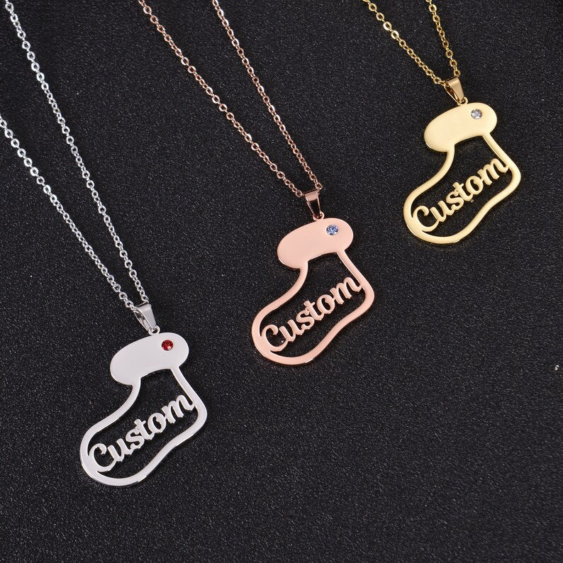 Wholesale Titanium Steel Twelve Birthstone Necklace Cartoon English Letter Pendant Necklace