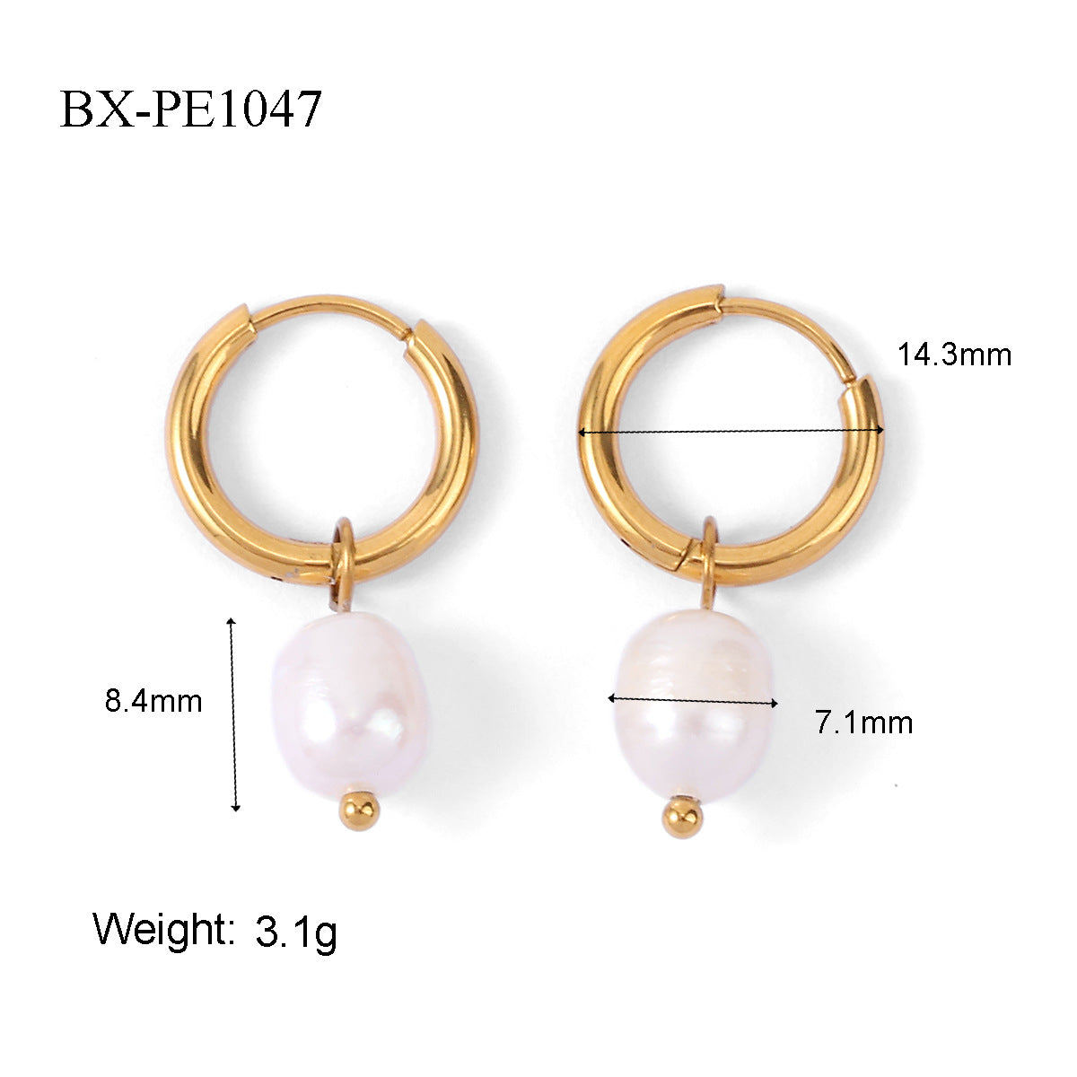 Wholesale Light Luxury Freshwater Pearl Hoop Tassel Earrings Titanium Steel Fashion Accessory
