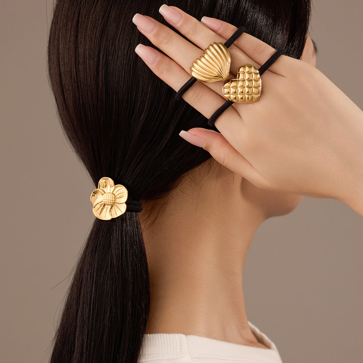 Wholesale  titanium steel love irregular round sunflower hair scrunchies