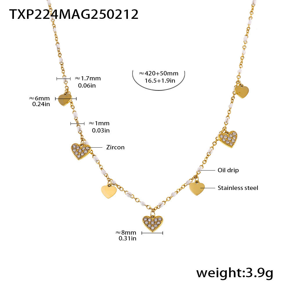 Wholesale zircon titanium steel necklace love clavicle chain
