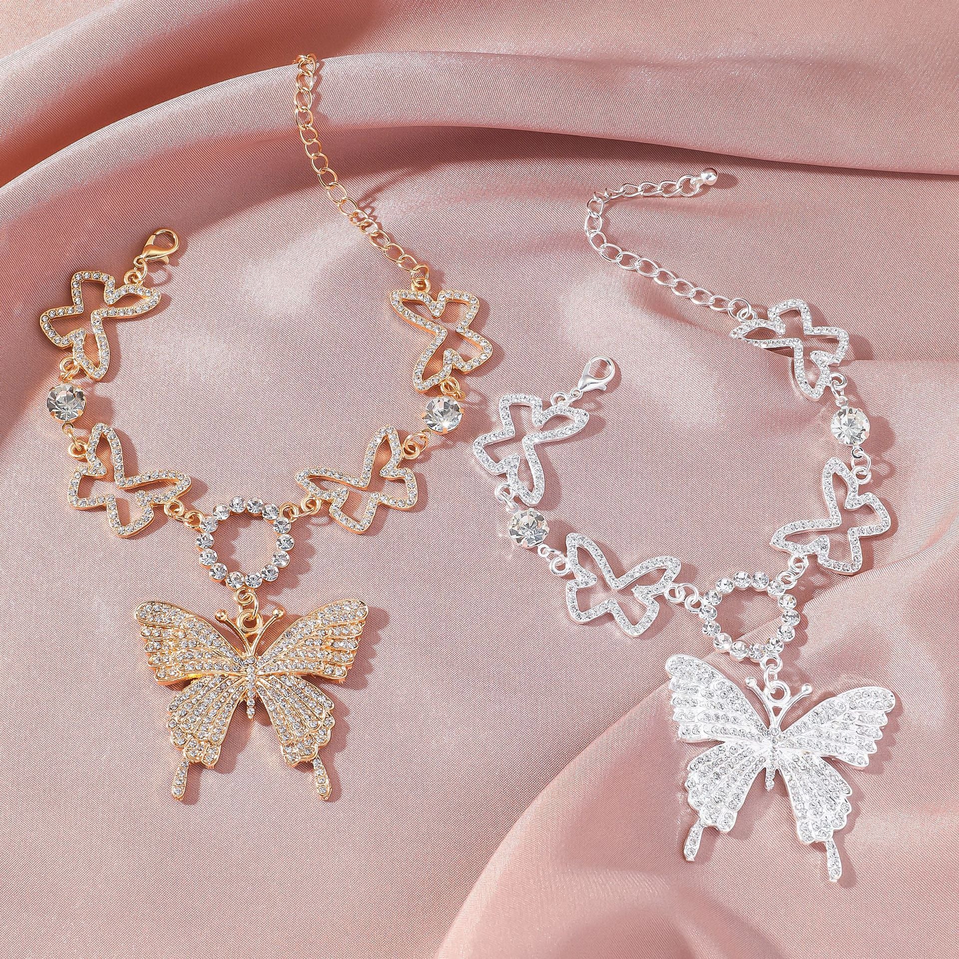 Wholesale Shining Butterfly Diamond Hollow Anklet