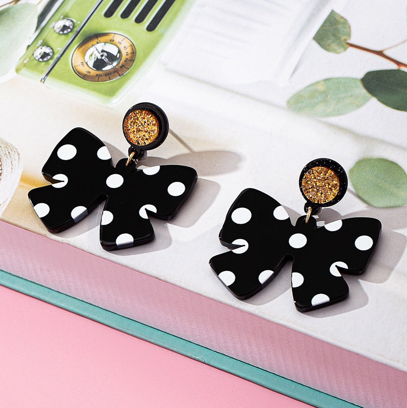 Wholesale  Hot Style Polka Dot Bow Earrings,  High-End Retro Earrings Cute and Elegant Earrings for Women