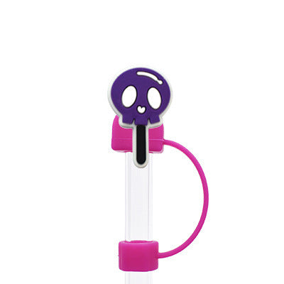 Wholesale Random 100pcs Halloween 10MM PVC Straw Tube Cap ACC-SCR-YiQu002