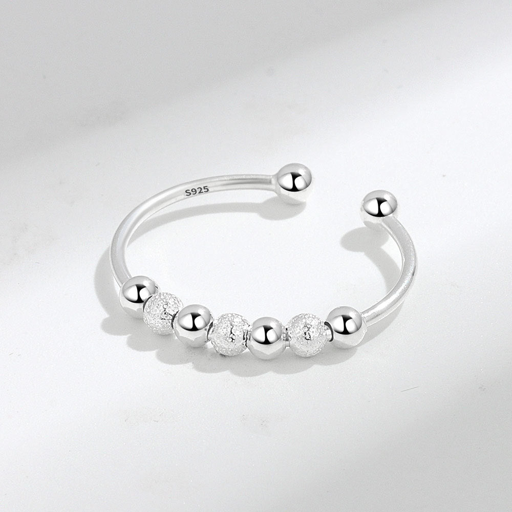 Wholesale S925 sterling silver ring beaded stress relief ring