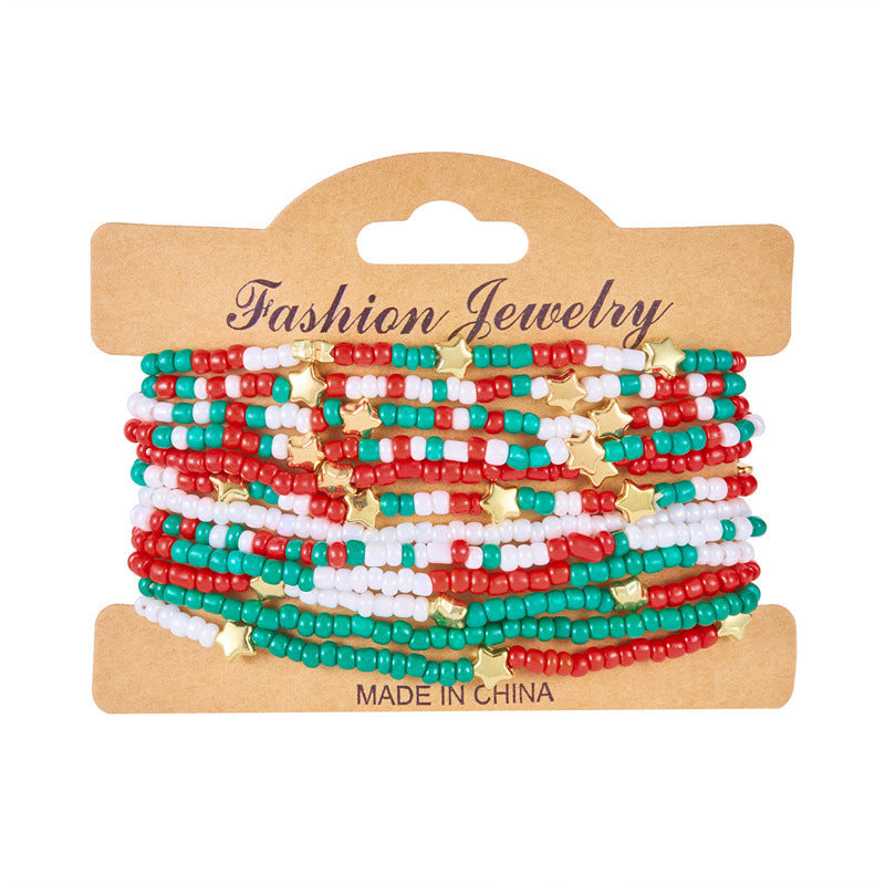 Wholesale  Snowflake Bell Colorful Beaded Bracelet