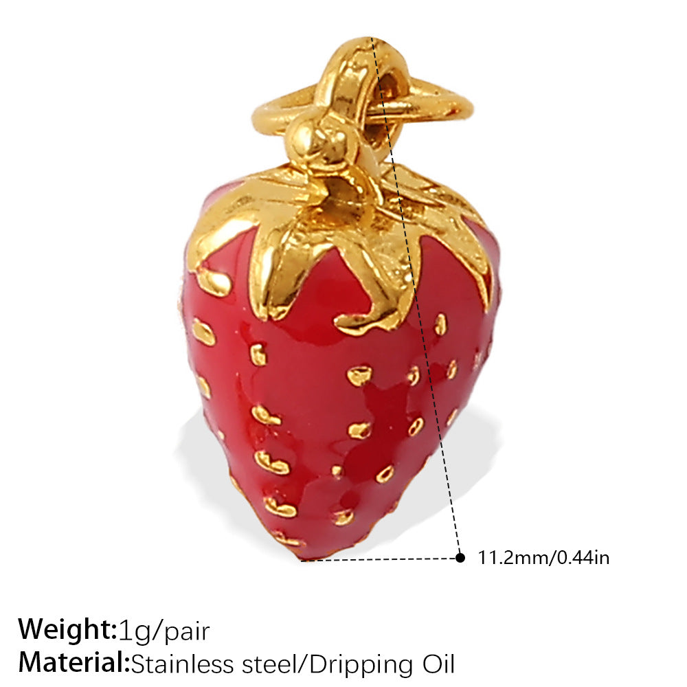 Wholesale  Oil Dripping Watermelon Strawberry Fruit Stainless Steel Pendants