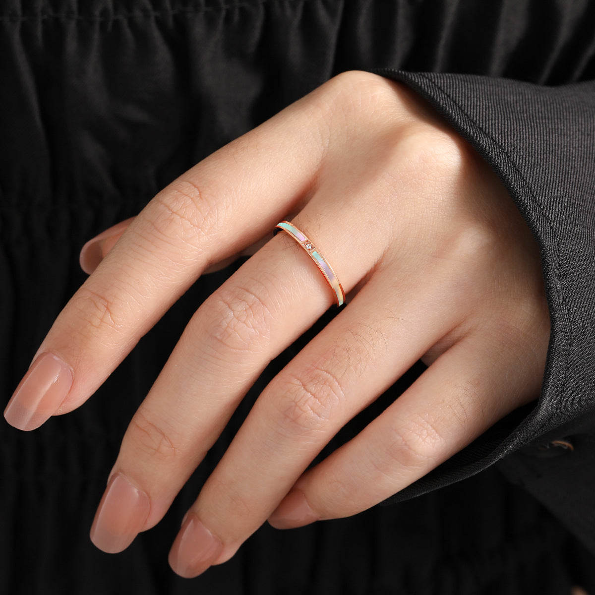 Wholesale  Titanium Steel  Light Luxury Simple Weekly Circle Fritillaria Ring