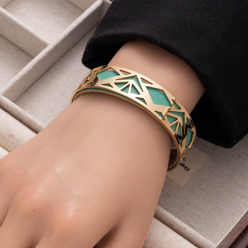 Wholesale Double-sided colorful PU leather wide bracelet