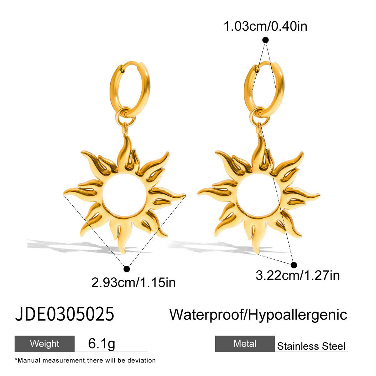 Wholesale Stainless steel sun earrings  hollow bracelet