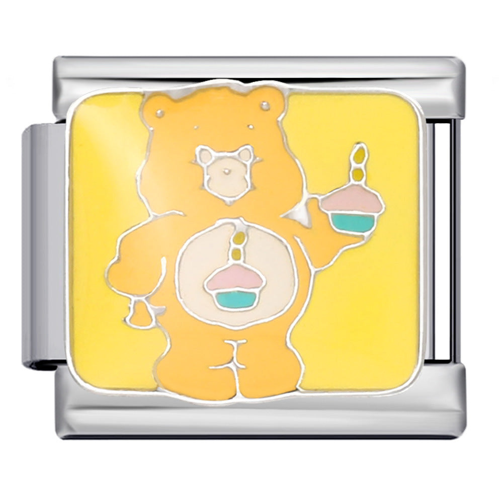 Wholesale Cute Bear Italian Module Bracelet Stainless Steel Welding Pattern DIY Charms