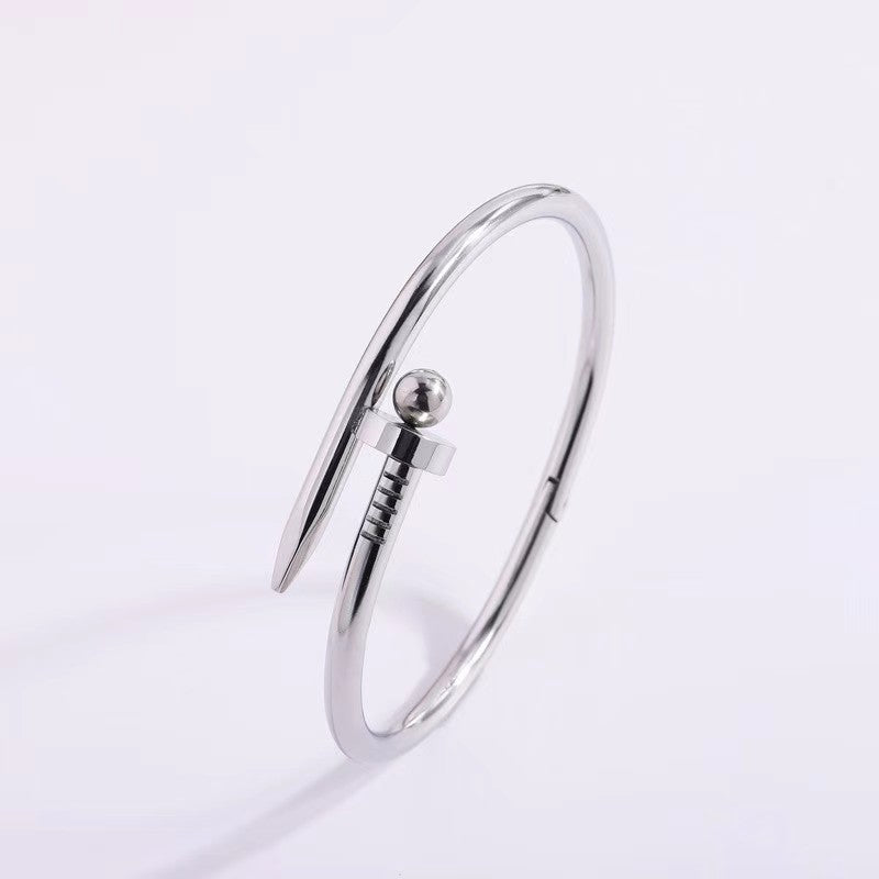 Wholesale  Fashion Titanium Steel Nail Bracelet Ring High-end Sense Internet Celebrity Light Luxury 18K Gold Plated Hand Jewelry