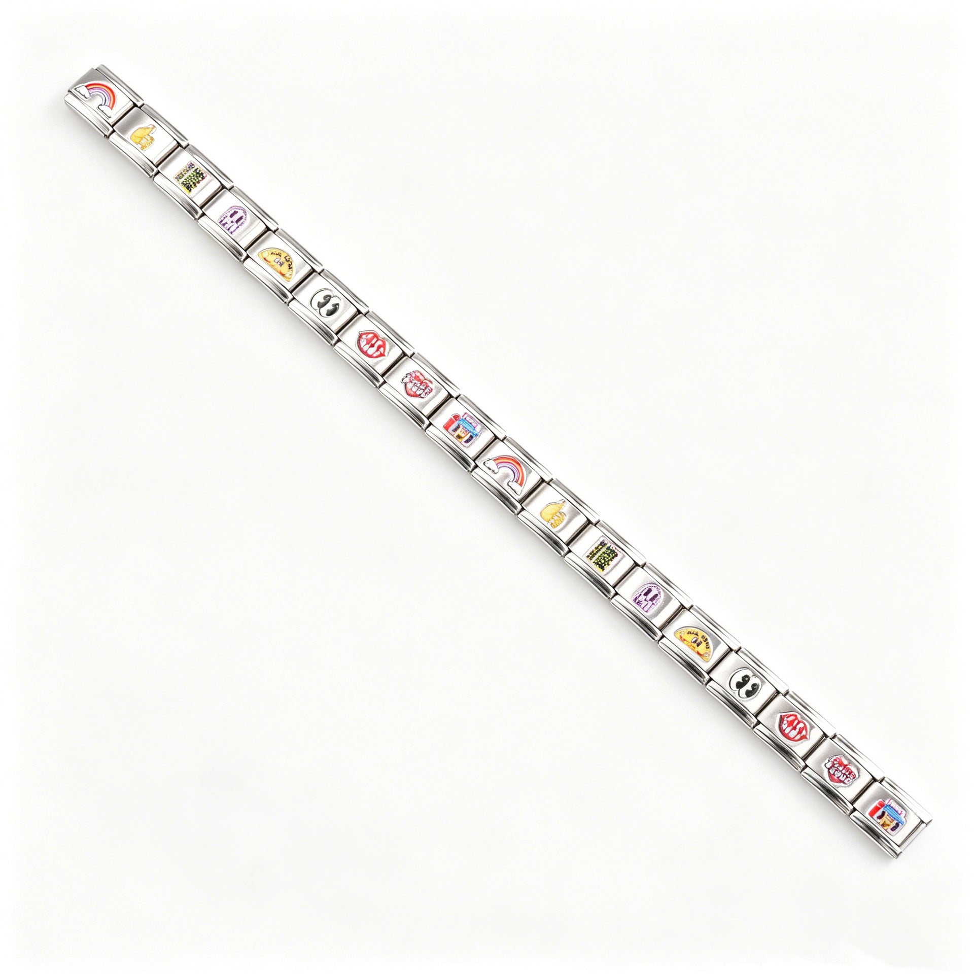 Wholesale Stainless Steel Modular Bracelet with UV Print Cartoon Characters DIY Elastic Fashion Accessory