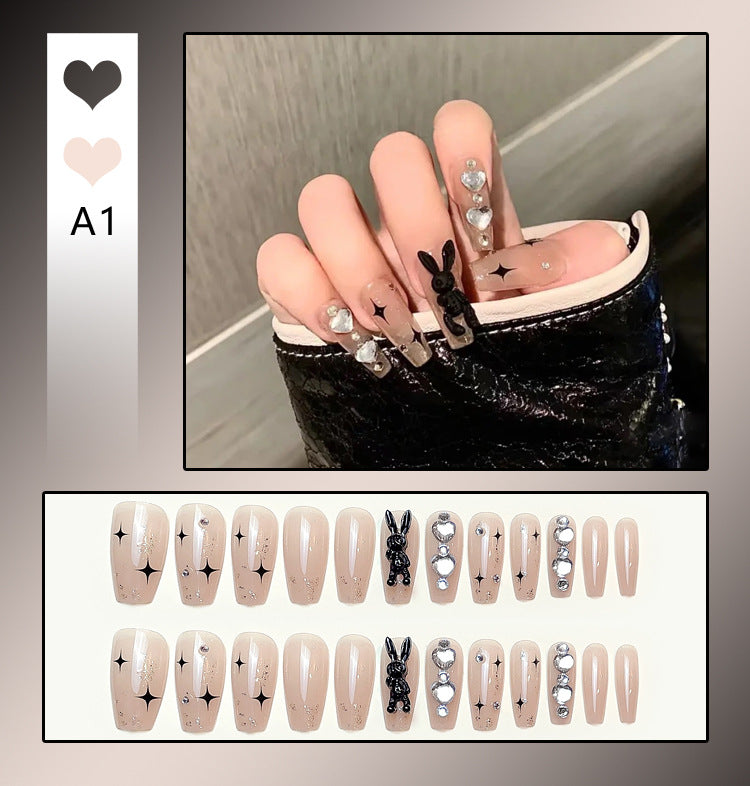 Wholesale 24 Pieces/box Diamond Butterfly Glitter Nail Art Press-on Nails Kits Nail Stickers ACC-NS-DiNa002