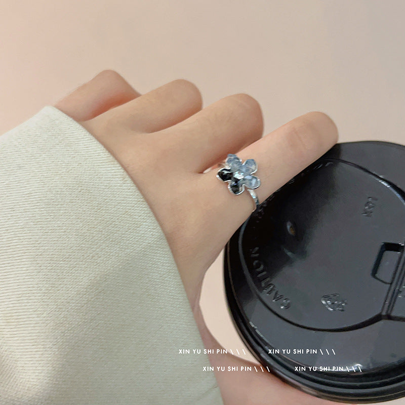 Wholesale Gradient Stone Flower Open Ring