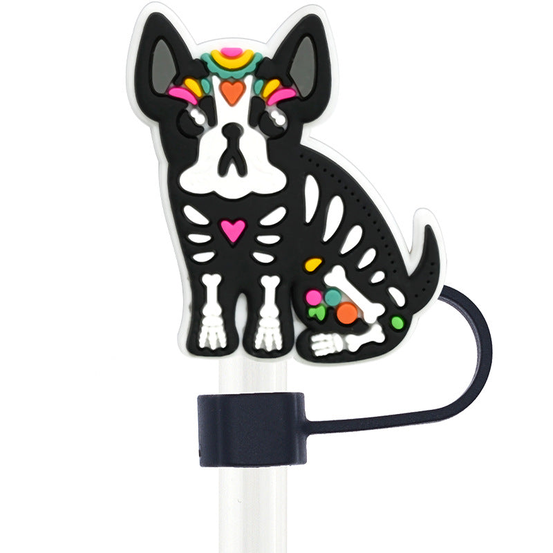 Wholesale Random 100pcs Cartoon Animal 10mm PVC Soft Straw Tube Cap ACC-SCR-RYY098