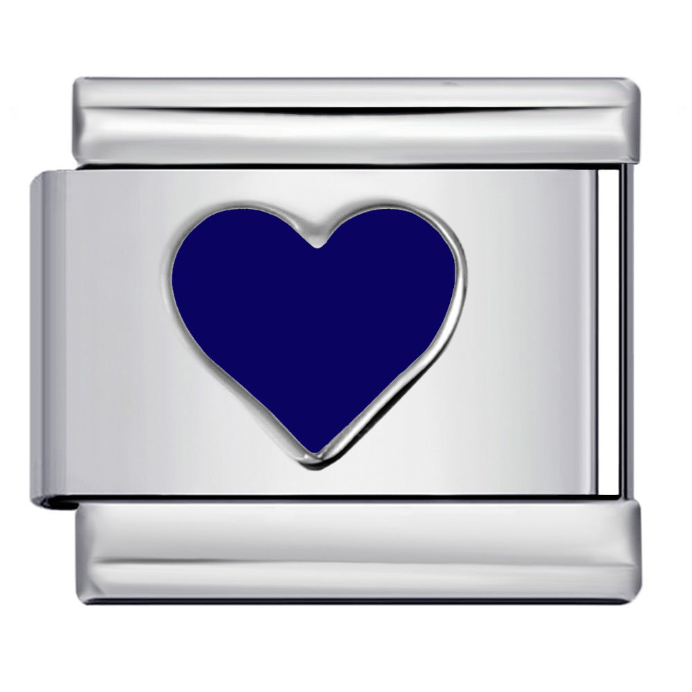 Wholesale Italian Charm Bracelet 9mm DIY Colorful Oil Dripping Heart    Creative Stainless Steel Composable Bracelet