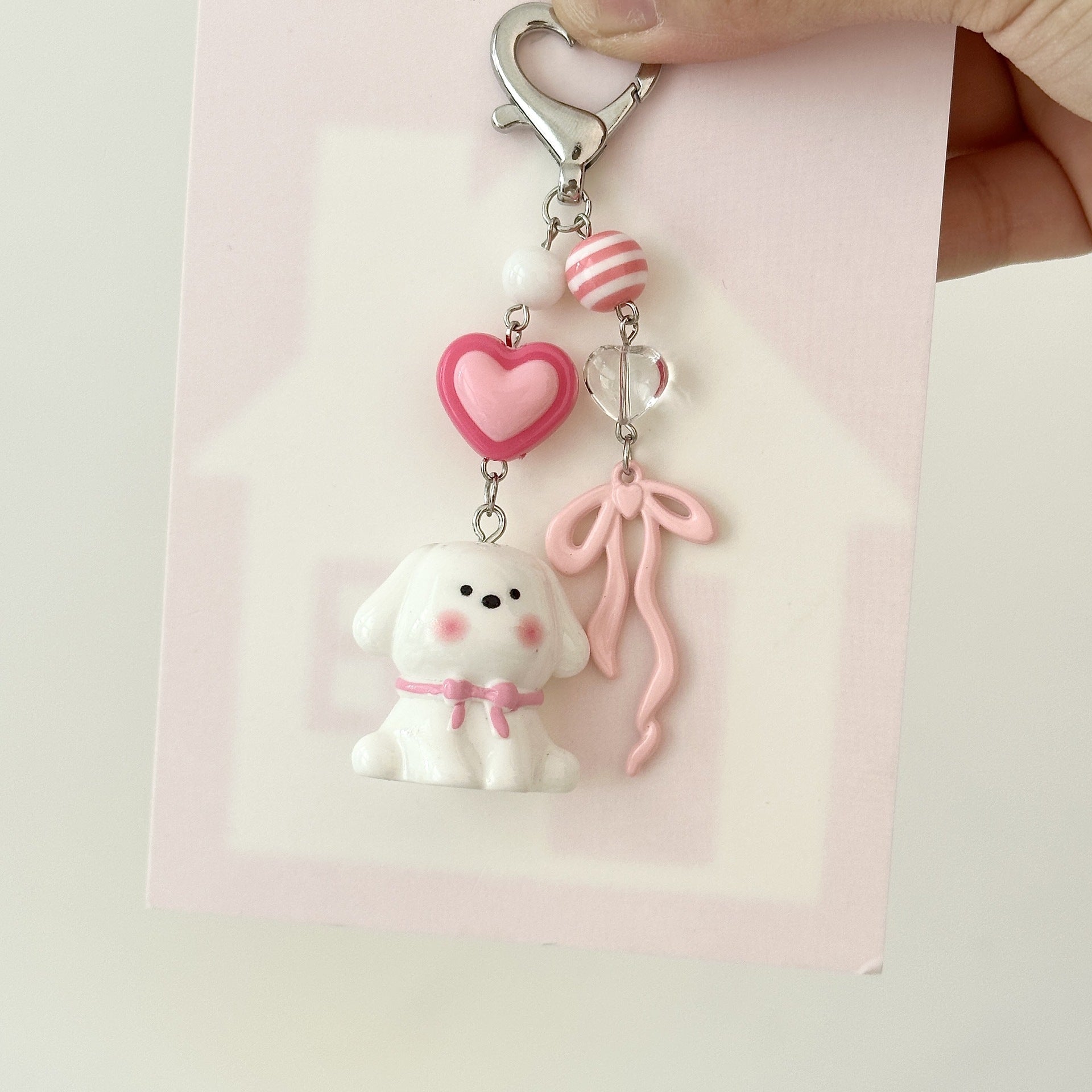 Wholesale Cartoon Cute Puppy Beaded Keychains